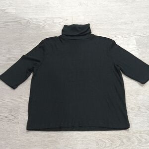 Black Turtleneck Sweater with Three-Quarter Sleeves